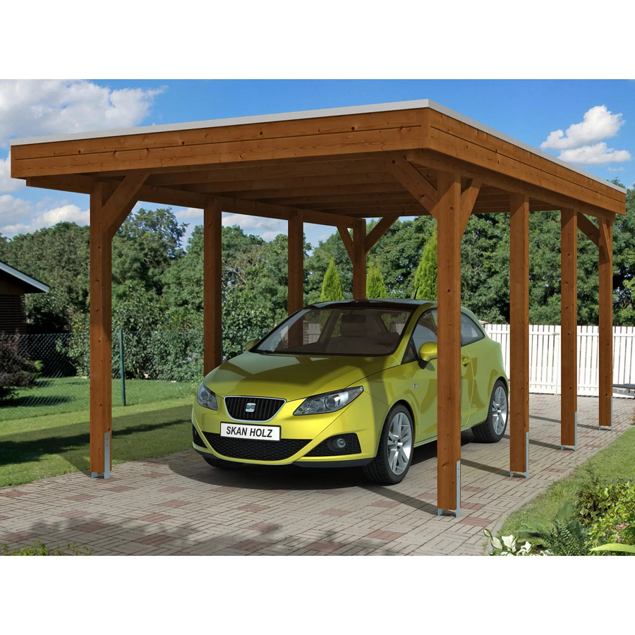 Skanholz Carport Friesland aus Holz in Nussbaum Braun B/T: 314 x 555 cm, Höhe: 241 cm - Bild 2