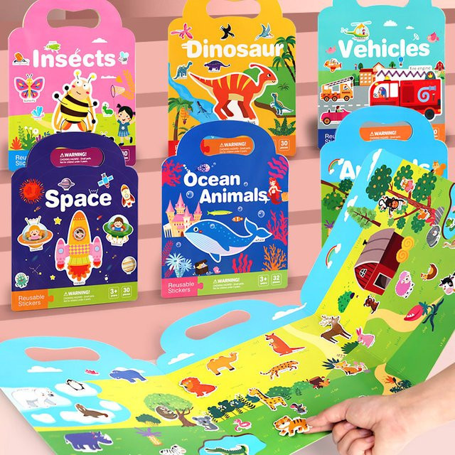 Wiederverwendbares Blasenaufkleberbuch für Kinder in Mehrfarbig mit pädagogischen Lernaktivitäten und waschbaren Aufklebern - Bild 1