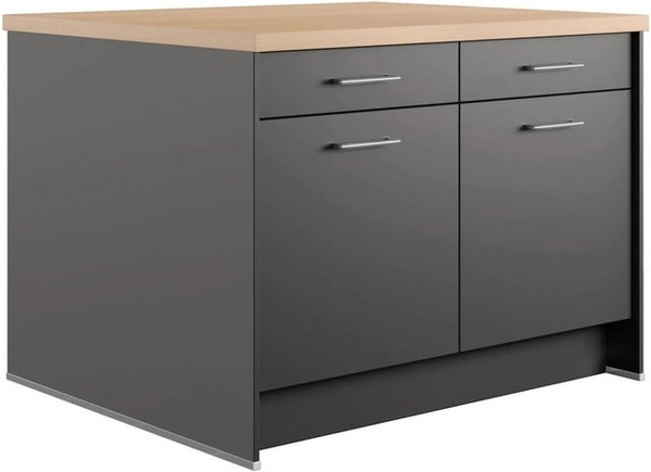Kücheninsel Impuls Küchen IBZ4123L3 in Grafit mit modernem Design und Soft-Close-Türen, Breite: 123,4 cm