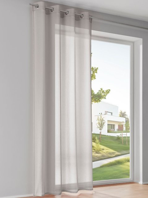 Dekostore Heine Home halbtransparentes Stoffpanel aus 100% Polyester, Grau, Breite: 145 cm - Bild 1