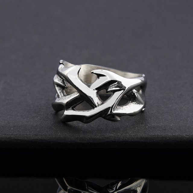 Charm Ring Krone der Dornen, 316L Edelstahl, Silber, Unisex - Bild 1