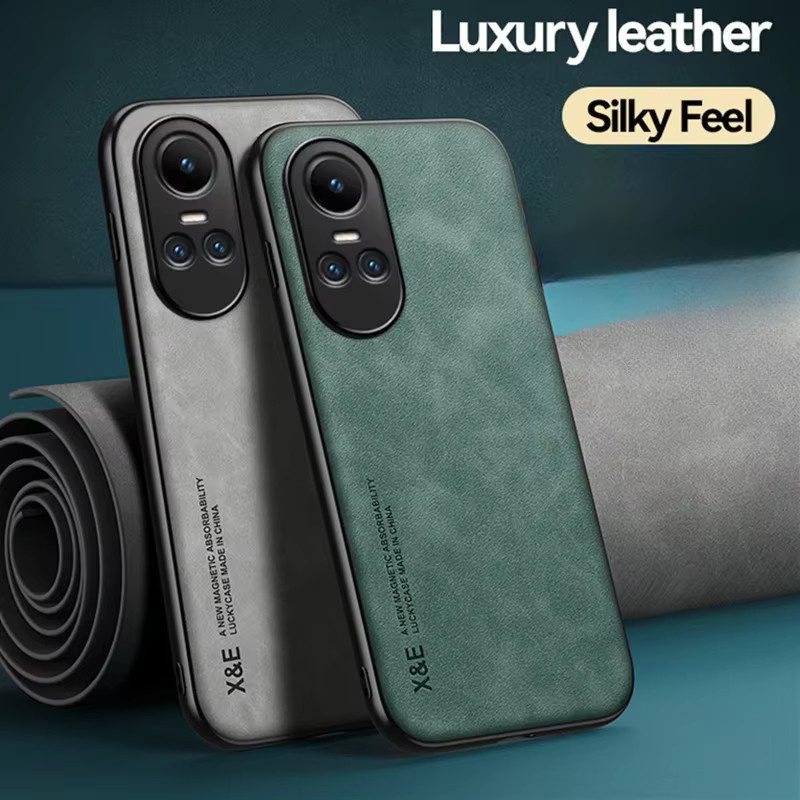 Luxus Magnetische Leder Schutzhülle für Oppo Reno 10 5G in Grau - Bild 2