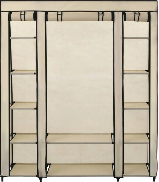 vidaXL Stoffschrank mit Kleiderstangen und Fächern in Beige, B/T/H: 150 x 45 x 176 cm - Bild 1