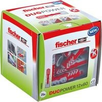 Fischer DUOPOWER Universaldübel aus Nylon, Durchmesser: 12 mm, Länge: 60 mm, 25 Stück, grau/rot - Bild 1