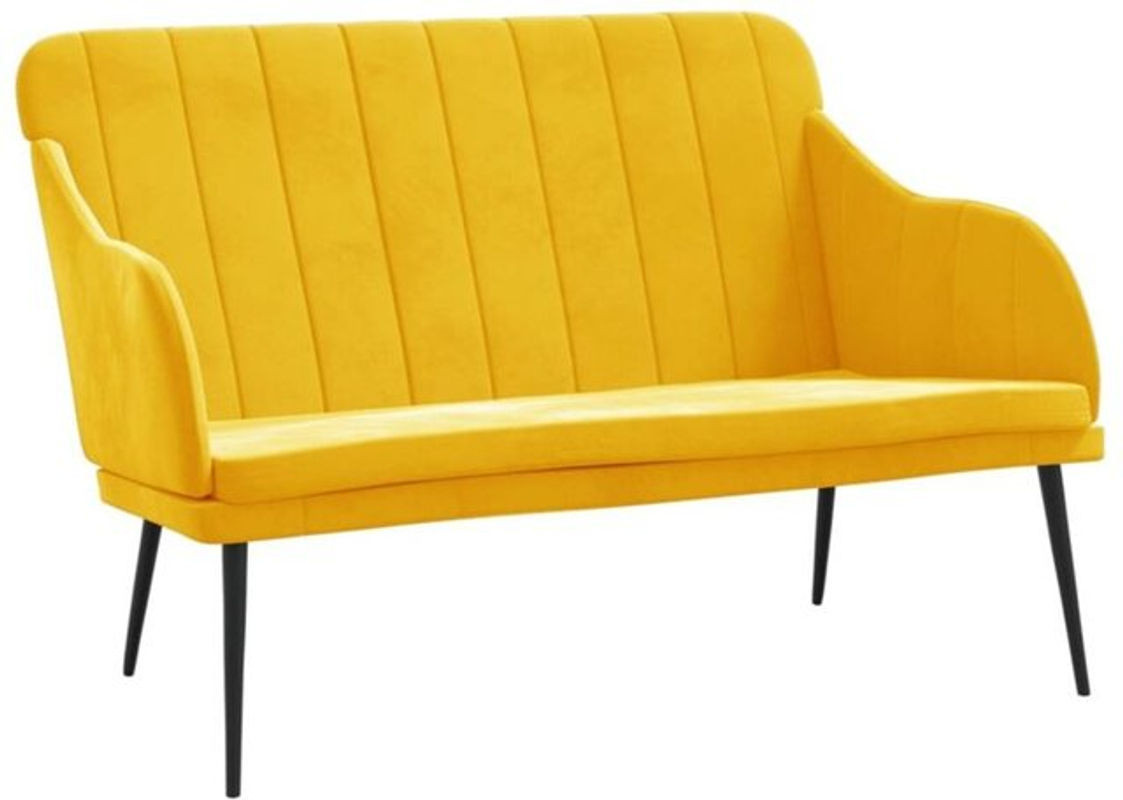 Moderne Sitzbank mit Rückenlehne von vidaxl aus Samt und Metall in Gelb, B/T/H: 110 x 76 x 80 cm - Bild 1
