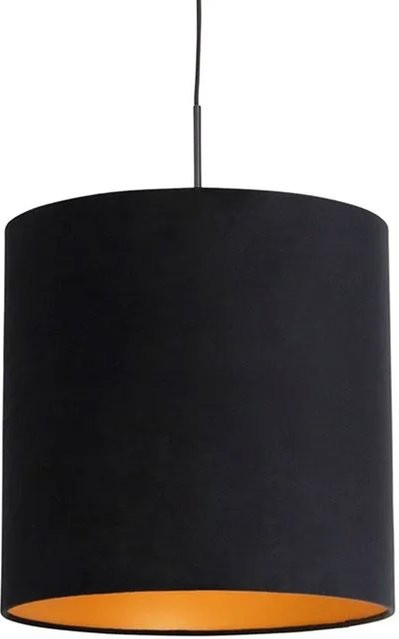 QAZQA Hängelampe mit Samtschirm in Schwarz und Gold, Durchmesser: 40 cm, dimmbar, E27 - Bild 1