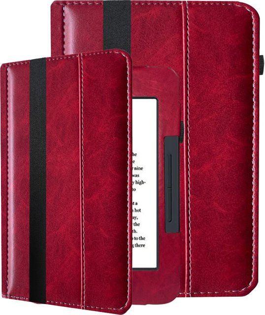 Slim Fit PU-Leder-Foliohülle für Barnes & Noble Nook GlowLight 3 eReader Modell 2017 in Braun und Rot - Bild 1