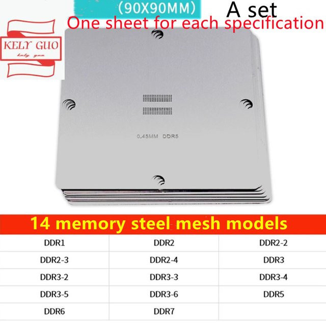 BGA Lötstoppmaske Schablone für DDR1 bis DDR7 und DDR5X in Silber, Maße: 90 x 90 mm - Bild 1
