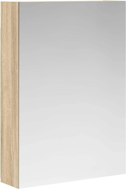 vidaXL Badezimmerspiegelschrank Sonoma-Eiche mit Spiegeltür und Regalfächern, Braun, B: 50 cm, T: 14,5 cm, H: 70 cm - Bild 1