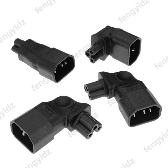 fengyidz IEC320 C5 Stromwandler, IEC C14 auf C5 Adapter in Schwarz, 10A 250V mit Winkelstecker (gerade, links oder rechts) - Bild 1