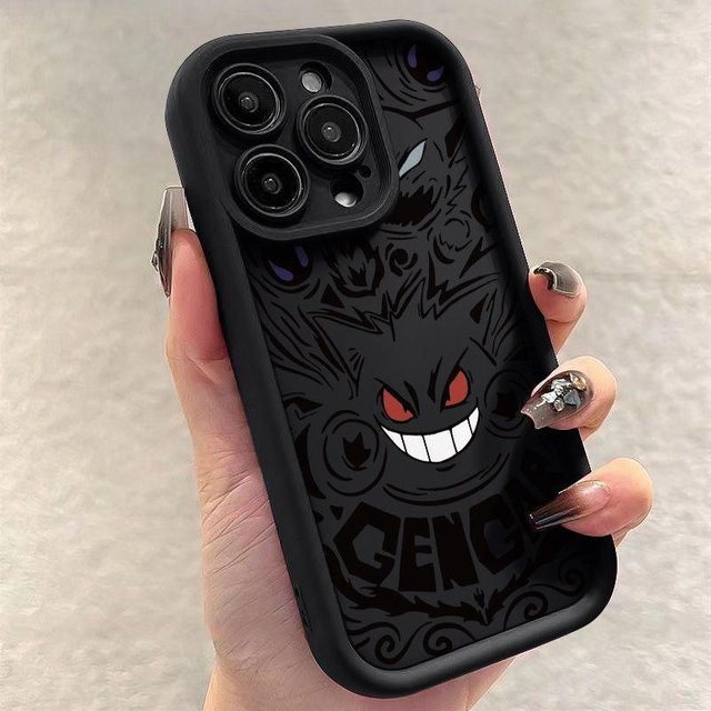 MINISO Pokemon Gengar Handyhülle aus Flüssigsilikon in Schwarz für iPhone Modelle - Bild 1