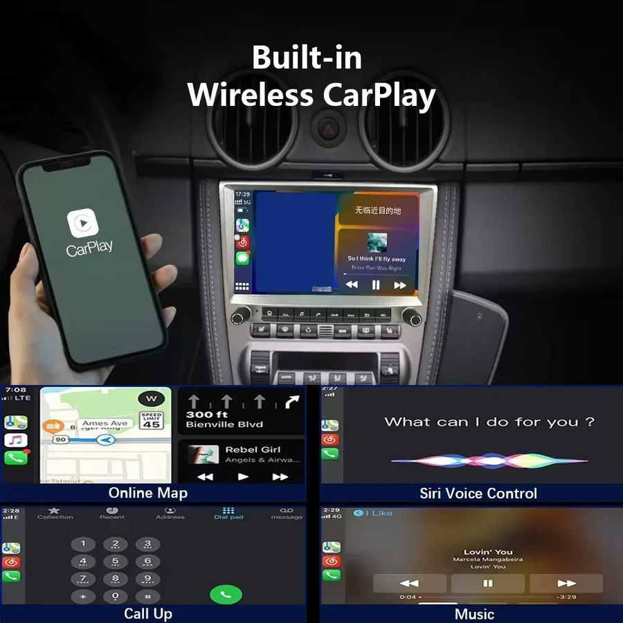 CHSTEK Android 13 Autoradio mit Carplay, GPS und 4G für Porsche 911 997, Boxster und Cayman 987 in Schwarz - Bild 2