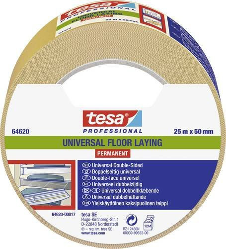 tesa Professional Universal Permanent Verlegeband Weiß, doppelseitig, Breite: 50 mm, Länge: 25 m - Bild 1