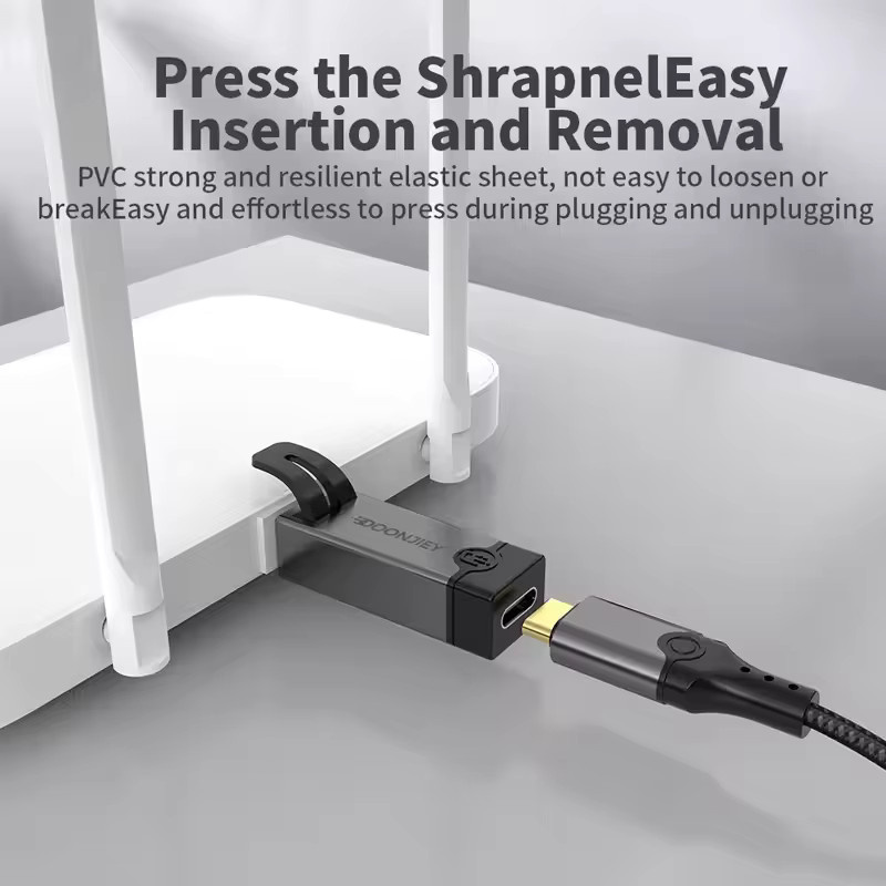 DOONJIEY USB-C-auf-Ethernet-Adapter 1000Mbps Gigabit RJ45 Netzwerkkonverter in Weiß für Laptops und Macbook Pro - Bild 3