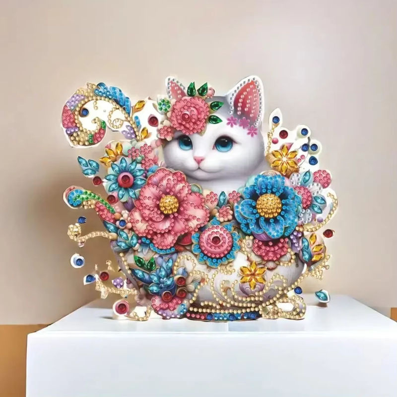 Dekorative 2D Acrylschild Tischdekoration mit Katzen Motiv in Mehrfarbig, B/H: 20 x 20 cm - Bild 4