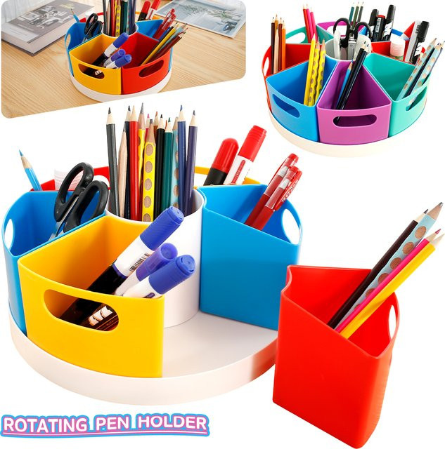 Rotierender Schreibtisch-Organizer aus Kunststoff für Stifte und Marker in Bunt - Bild 1