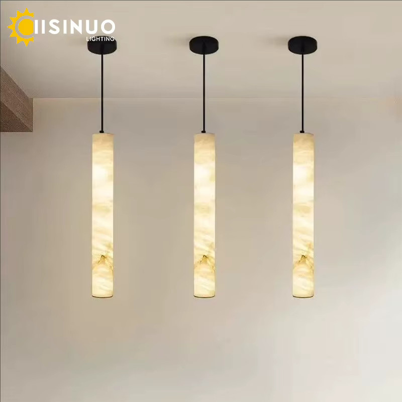IISINUO LED Pendelleuchte aus Marmor und Metall in Weiß für das Schlafzimmer - Bild 2
