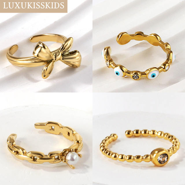 Luxukis Ring, Bowknot, CZ, Perle, vergoldet, Damen - Bild 1
