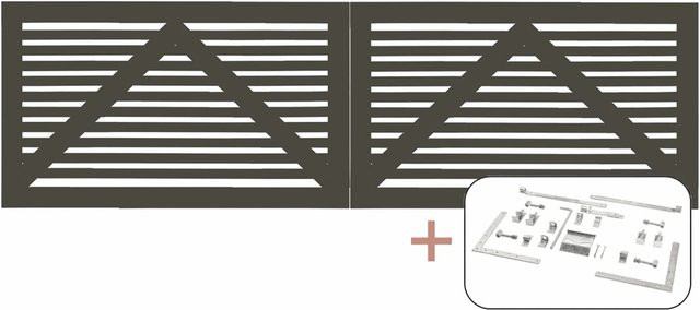 Plus Doppeltor Tokyo aus Nadelholz in Umbragrau, Breite: 300 cm, Höhe: 90 cm - Bild 1