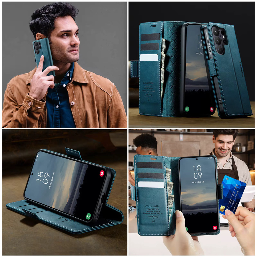 Leder Brieftasche Handyhülle für Samsung Galaxy S26 S25 S24 S23 S22 Ultra Plus in Rot mit Kartenfächern und Ständerfunktion - Bild 4