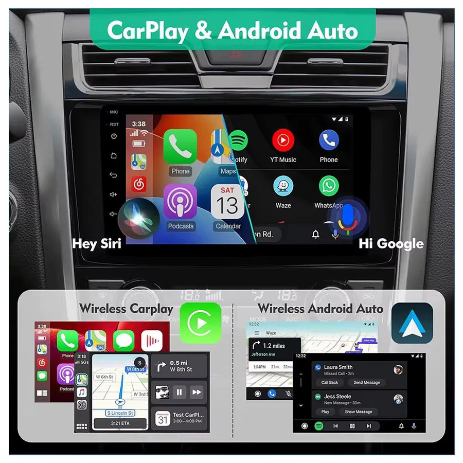 Android 15 Auto Stereo Radio Multimedia mit Bluetooth und drahtlosem CarPlay sowie Android Auto für Honda Fit Jazz (2008-2013), Schwarz - Bild 4
