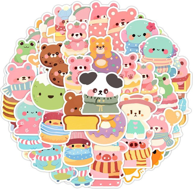 50 Stück wasserfeste Tier-Graffiti-Aufkleber in Multicolour von Anime Worlds Store zur Dekoration von Wasserbechern und Computern - Bild 1