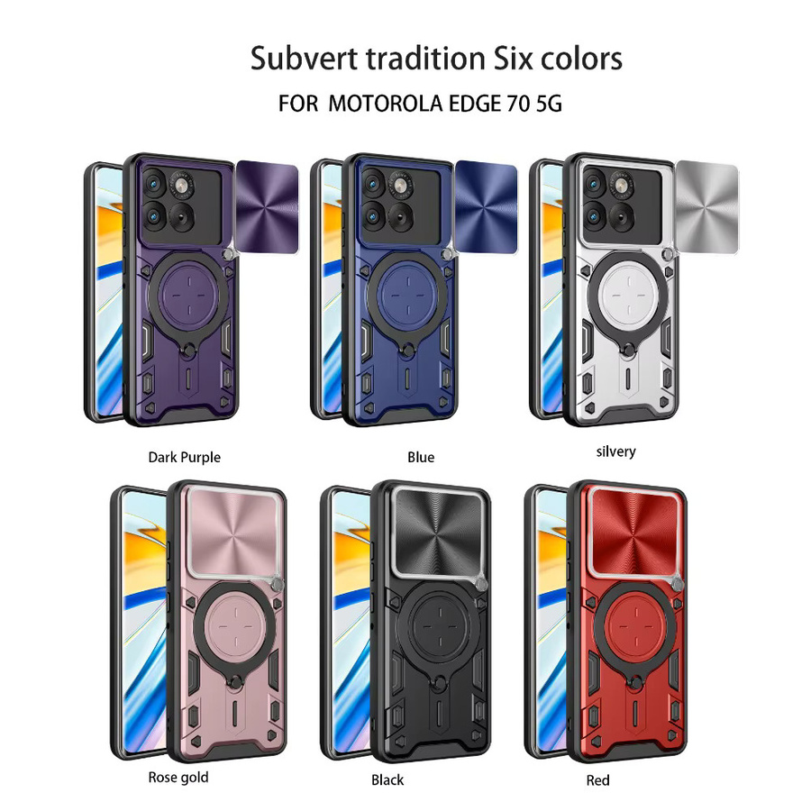Motorola Edge 70 Fusion Schutzhülle in Purple mit Schiebe-Kameraschutz und magnetischer Autohalterung, stoßfeste PC-Schale mit Fallschutz - Bild 5