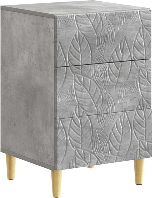 vidaXL Nachttisch in Betongrau aus Holzwerkstoff mit Soft-Close-Schubladen, B/T/H: 43 x 39,5 x 66,5 cm - Bild 1