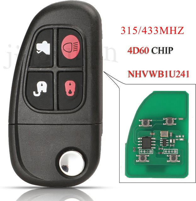 Jingyuqin Smart Auto Schlüssel Klapp Fernbedienung mit 4D60 Chip 315/433 MHz für Jaguar X-Type S-Type 1999-2009 XJ XJR 2002-2008 in Schwarz - Bild 1