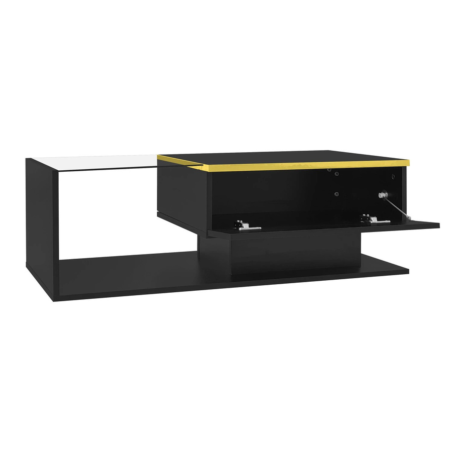 okwish Couchtisch mit Glas und LED-Effekt in Schwarz, B/T/H: 100 x 50 x 32,5 cm - Bild 2