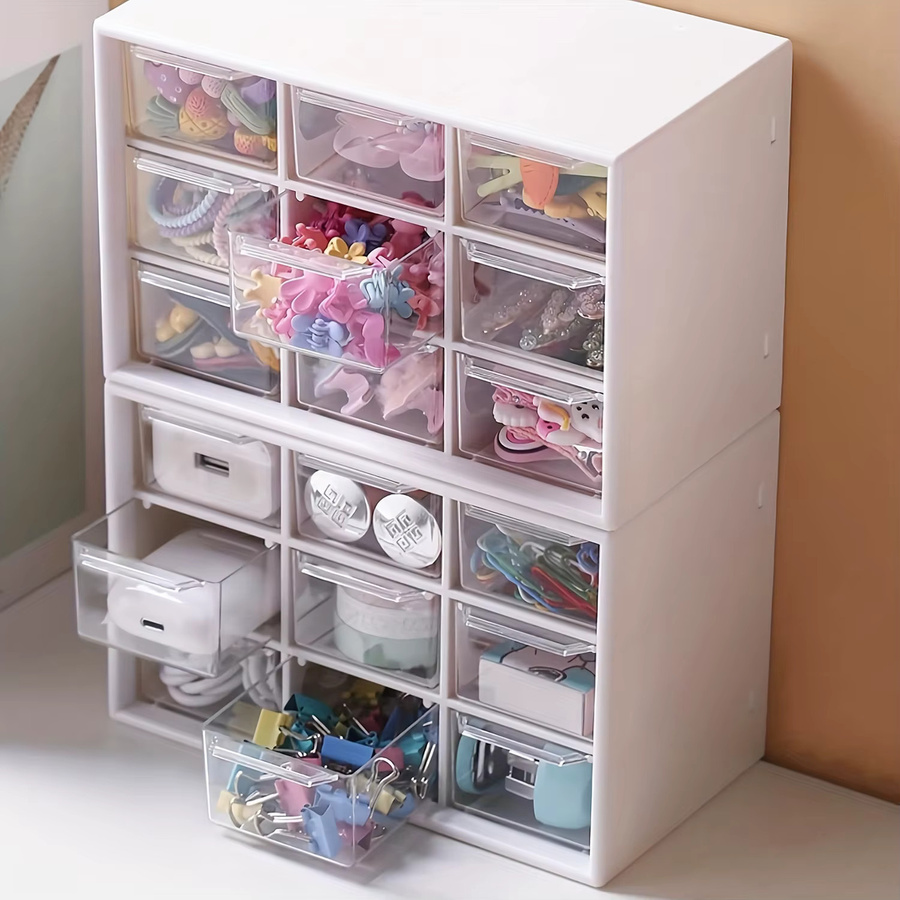 Desktop-Organizer aus Kunststoff mit mehreren Fächern in Weiß für Bürobedarf und Schulmaterialien - Bild 2