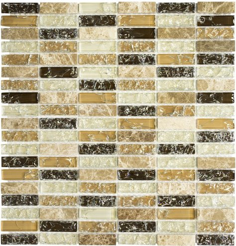 HuH Mosaik Mosaikfliese Ice Cube Wandbelag in Beige mit Steinoptik und Glanzeffekt, Breite: 31 cm, Länge: 32,2 cm - Bild 1