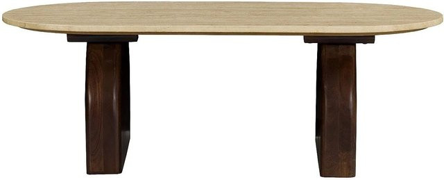 Couchtisch Vorelia von Vente-unique in Beige mit ovaler Form und Akazienholz, B/T/H: 120 x 60 x 40 cm - Bild 1