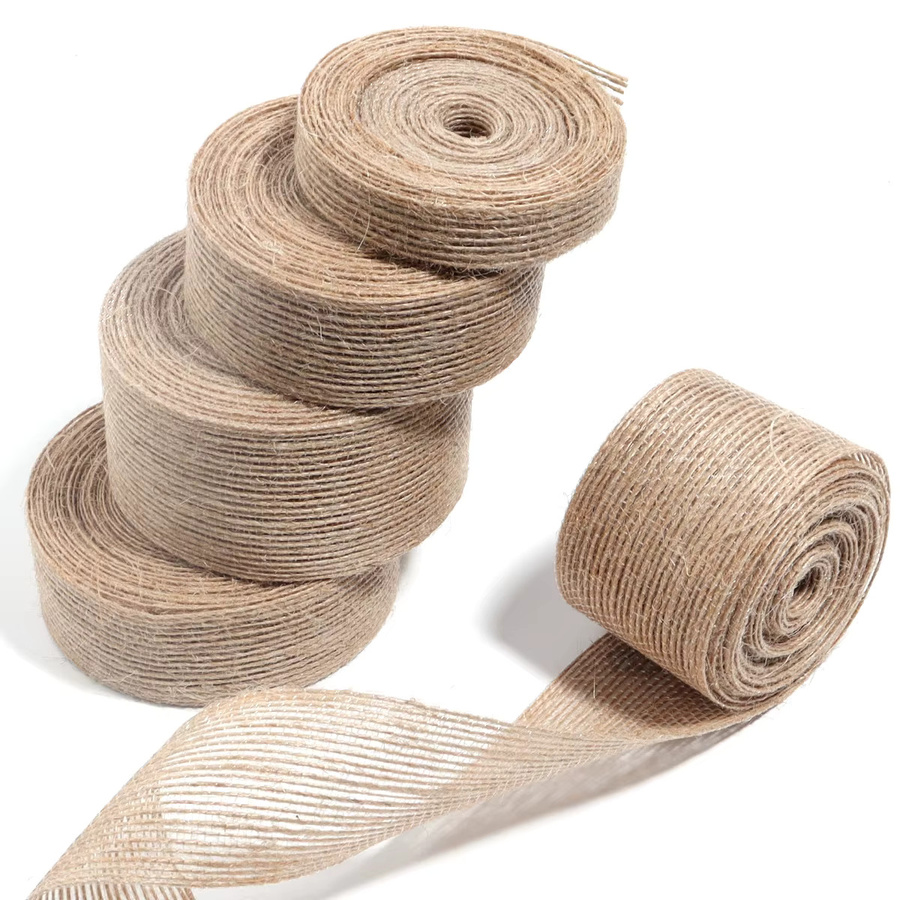 Filluck Sackleinen Stoffband aus Leinen in Beige für Makramee, Hochzeitsdekoration und Geschenkverpackungen - Bild 2