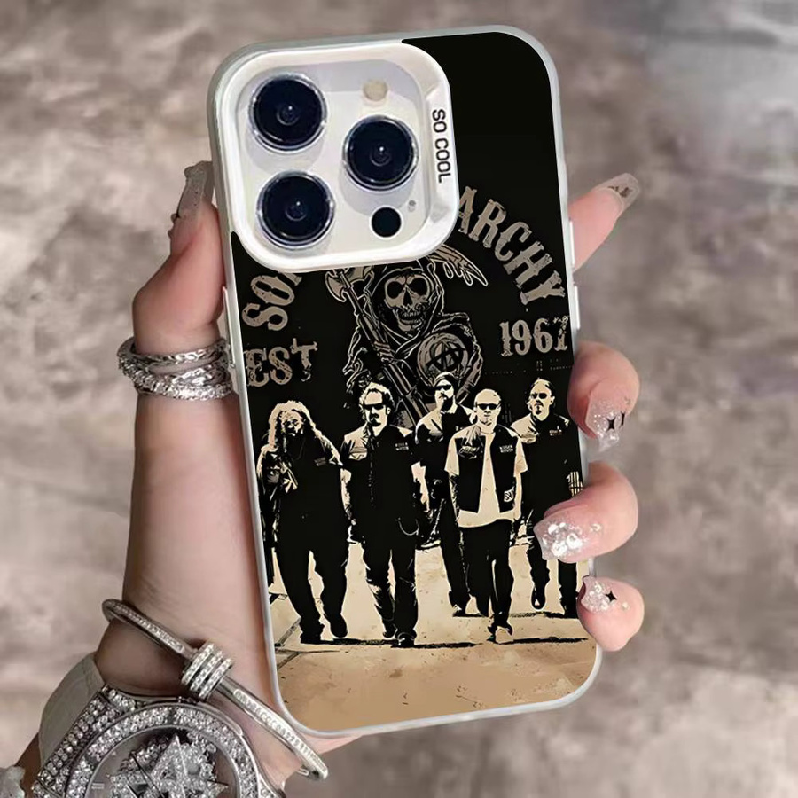 Mesuca Handyhülle Sons of Anarchy Design für iPhone 11 bis 17 Pro Max Plus X XR XS, Stoßfeste Bumper-Hülle, Mehrfarbig - Bild 5