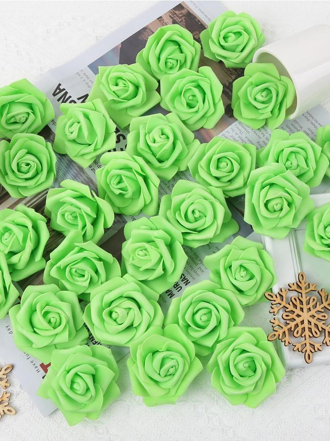 100 Stück künstliche Rosenblütenköpfe aus Schaumstoff in Weinrot für DIY Dekorationen wie Hochzeiten, Babypartys und Heimdekoration - Bild 1