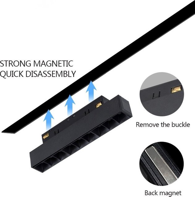 TRAZOS Magnetische Schienenbeleuchtung Schwarz, 48V LED Deckenlampe mit Fernbedienung und Dimmfunktion, Modernes Spotlight-Design aus Aluminium - Bild 1