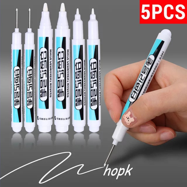 Weiße Permanent Marker Stifte wasserfest und fettbeständig für Glas, Reifen und Notebook in den Stärken 0,7mm, 1mm und 2,5mm - Bild 1