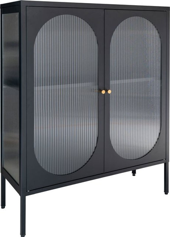 Hellin Adelaide Vitrinenschrank Sideboard Modern Schwarz mit Glas und Metall - Bild 1