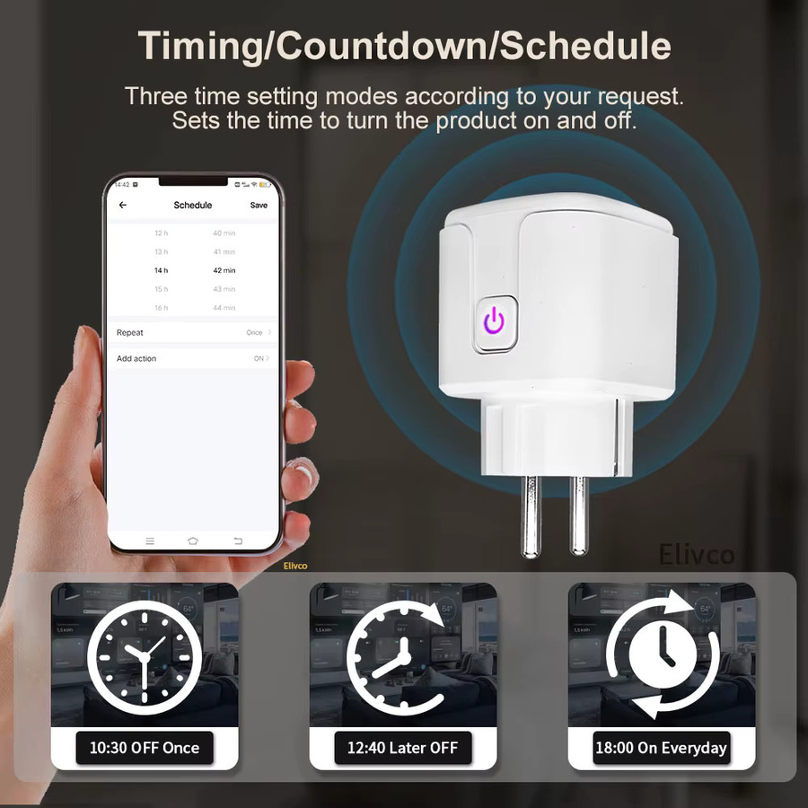 Elivco eWelink Zigbee Smart-Steckdose in Weiß mit Timer, Countdown und Stromüberwachung, kompatibel mit Google Assistant, Alexa und Home Assistant - Bild 5