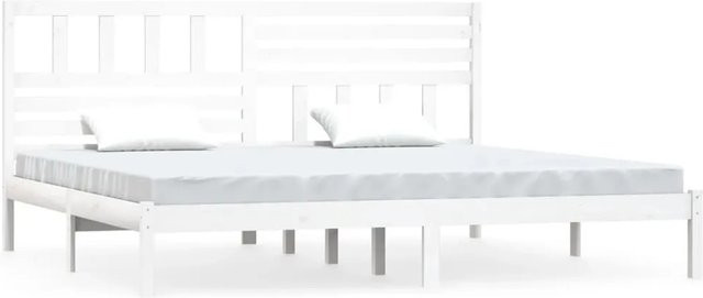 vidaXL Massivholzbett aus Kiefer in Weiß im rustikalen Design B/T/H: 200 x 200 x 206 cm - Bild 1