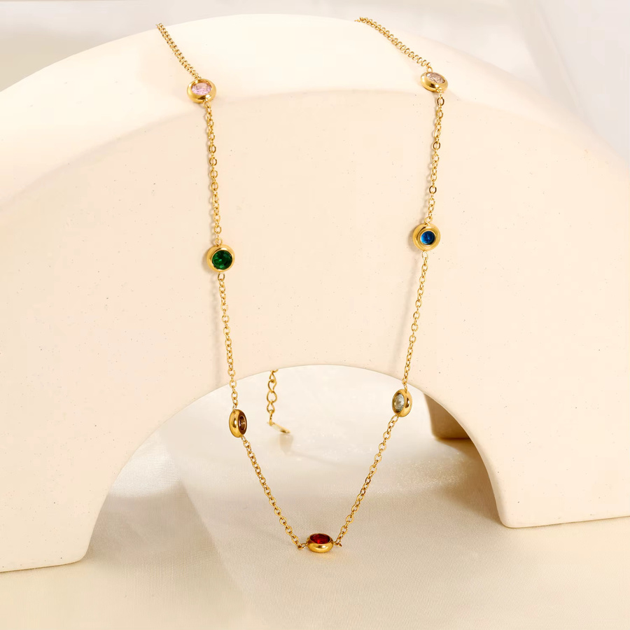 LUXUSTEEL Halskette Edelstahl, Bunt, Diamant, Damen - Bild 1