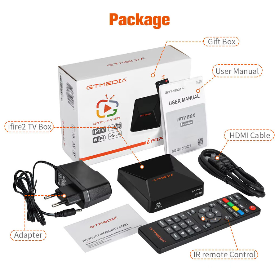 GTMEDIA Ifire2 1080P FHD TV Box Set Top Box mit M3U Decoder, H.265 HEVC 10bit, 2,4G Wifi und Ethernet in Schwarz - Bild 5