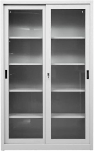 PROREGAL Schiebetürenschrank Mammut mit Glastüren in Grau, H x B x T: 195 x 120 x 45 cm - Bild 1