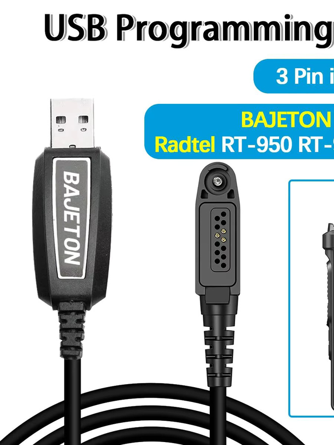 Bajeton Original USB-Programmierkabel für Bajeton BJ-9000 und Radtel RT-950 RT-950 PRO Zweiwegradio in Schwarz mit USB-C Anschluss - Bild 1