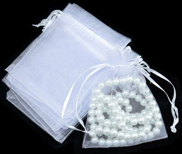 Beadia Organzabeutel in Weiß für Geschenkverpackungen und Dekorationen, 50 Stück, B/H: 7 x 9 cm, 9 x 12 cm und 10 x 15 cm - Bild 1