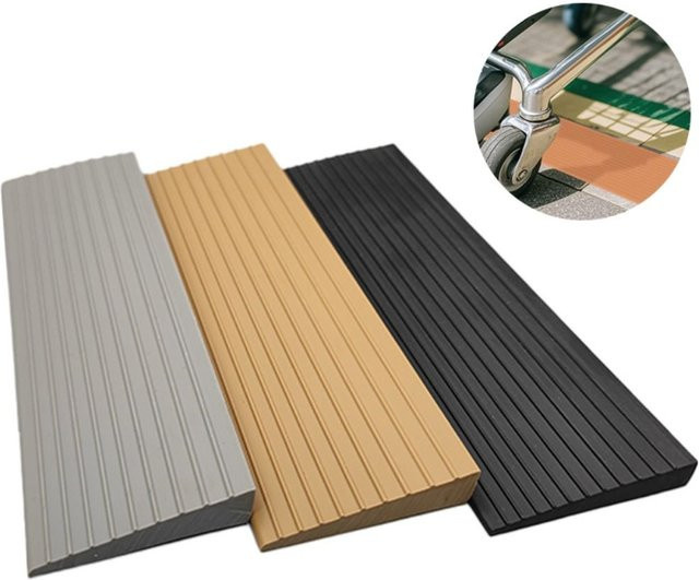 Selbstklebende PVC Bodenübergangsrampe für Teppich zu Fliesen, schneidbare Rollstuhlrampe in Schwarz, Breite: 60 cm - Bild 1