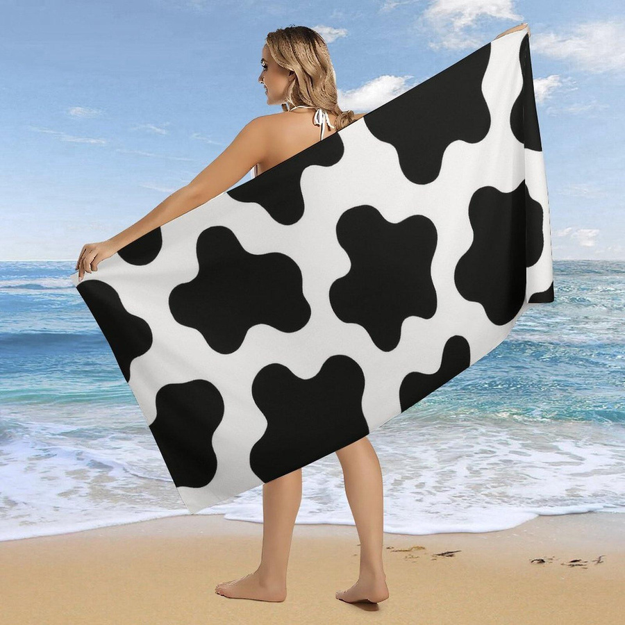 Saugfähiges und schnell trocknendes Strandtuch von Lampada mit schwarz-weißem Muster, Breite: 45 cm, Höhe: 90 cm - Bild 3