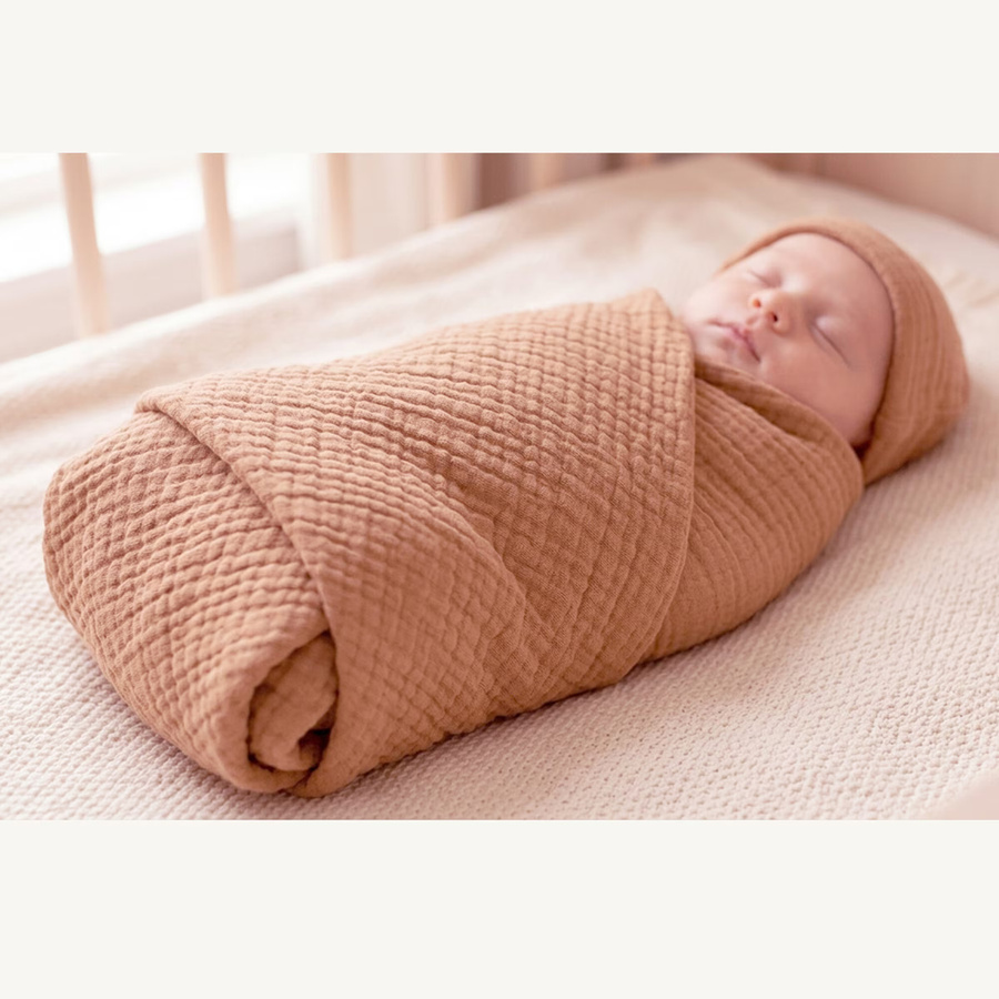 Babydecke Musselin aus Baumwolle von Nordic Coast Company in Beige, B/T: 75 x 75 cm - Bild 2