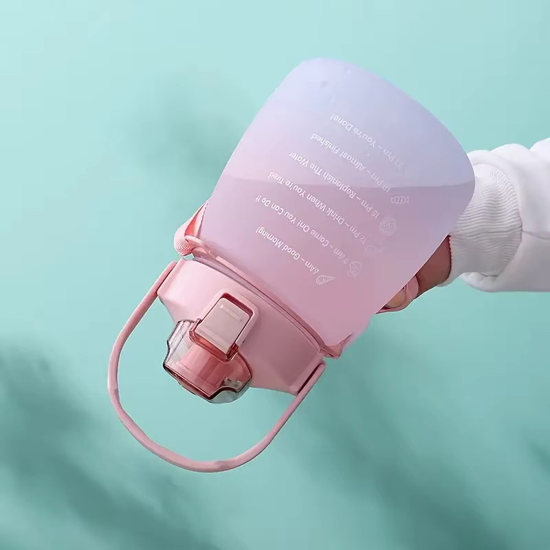 KEMORELA Sportwasserflasche mit Strohhalm, 1,3 l, Farbverlauf in Grün/Multicolor, tragbare Plastikflasche für Outdoor und Sport - Bild 2